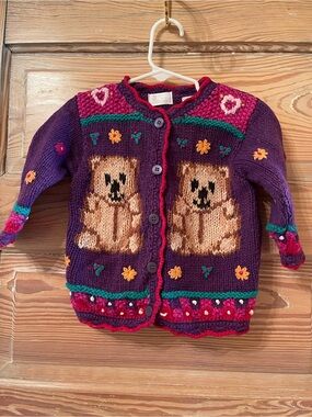 All Mine Vibrant Embroidered Girls Baby Sweater Size 12mo